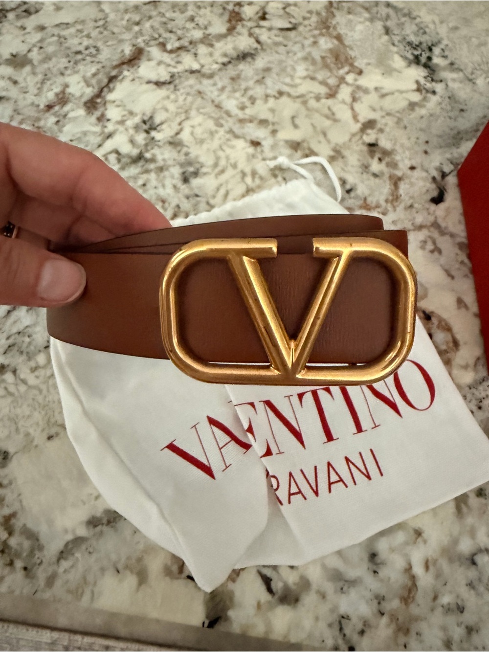 Valentino Garavani VLogo Signature reversible leather belt in black and camel le